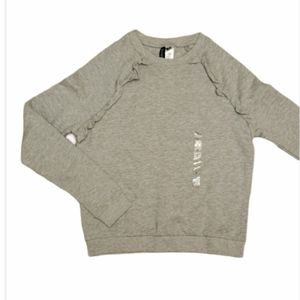 H&M Divided Ruffle Sweatshirt Women's Size Small NWT Grey